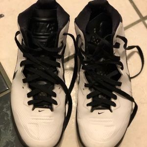 White and black nike shoes